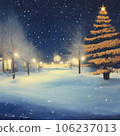 Landscape with a Christmas tree in the snow 106237013