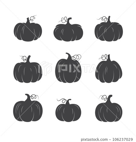Pumpkin silhouettes set fall design. Vector illustration on white background Pumpkin silhouettes set fall design. Vector illustration on white background 106237029