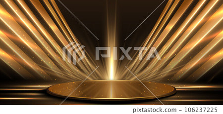 Elegant golden scene diagonal glowing with lighting effect sparkle on black background. Template premium award design. Elegant golden scene diagonal glowing with lighting effect sparkle on black background. Template premium award design. 106237225
