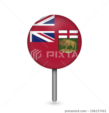 Map pointer with province Manitoba. Vector illustration. 106237401