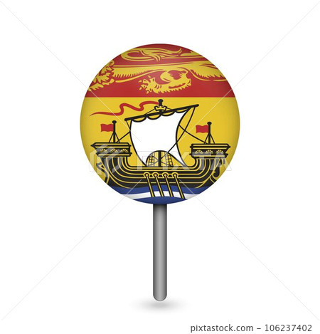 Map pointer with province New Brunswick. Vector illustration. 106237402