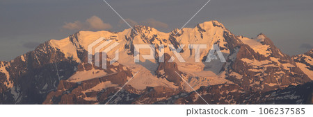 Sun lit Bluemlisalp Range and glacier, Switzerland. Sun lit Bluemlisalp Range and glacier, Switzerland. 106237585