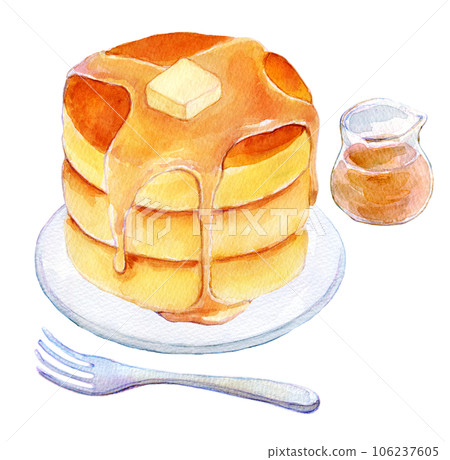 Hot cake set watercolor illustration Hot cake set watercolor illustration 106237605
