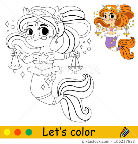 Kids coloring mermaid with scales vector illustration Kids coloring mermaid with scales vector illustration 106237658