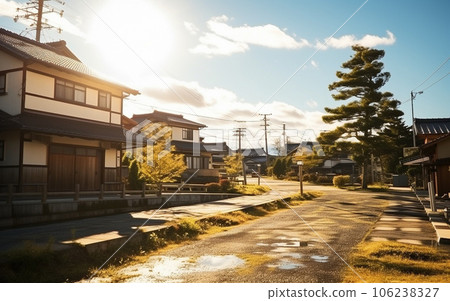 日本鄉村房屋和道路風景 日本鄉村房屋和道路風景 106238327