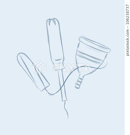 Composition of tampon and menstrual cup blue Composition of tampon and menstrual cup blue 106238737
