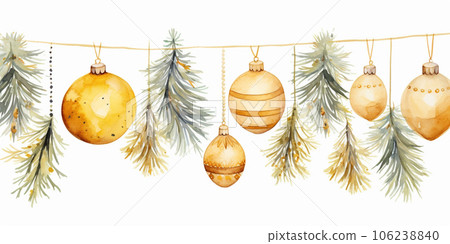 Christmas celebration holiday banner. Festive balls and gifts close up 106238840