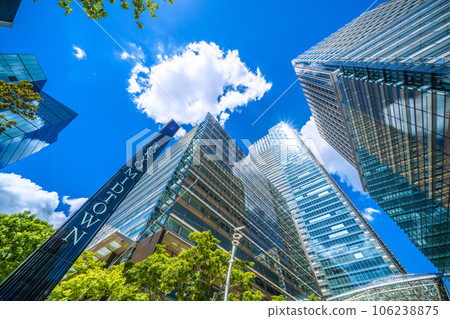 Tokyo cityscape in Japan, overlooking the Tokyo Midtown with the summer sky 106238875