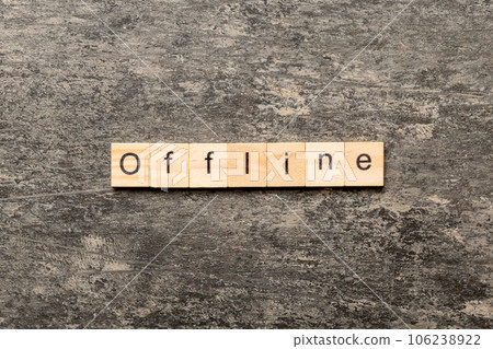 offline word written on wood block. offline text on table, concept offline word written on wood block. offline text on table, concept 106238922