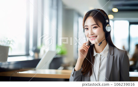 在辦公室呼叫中心工作的女員工 AI 圖像 在辦公室呼叫中心工作的女員工 AI 圖像 106239016