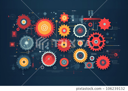 Gears background. Created with generative Ai technology. 106239132