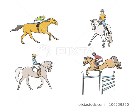 Cute horses and riders, during training 106239230