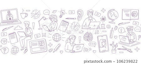 Learning online, e-learning video call chat with class. Distance education 106239822