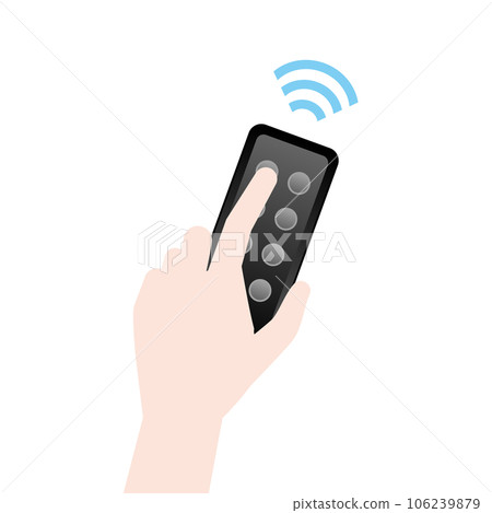 簡單插畫_黑色條形音箱遙控器、手、操作 106239879