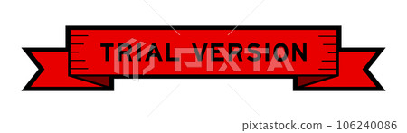 Ribbon label banner with word trial version in red color on white background Ribbon label banner with word trial version in red color on white background 106240086