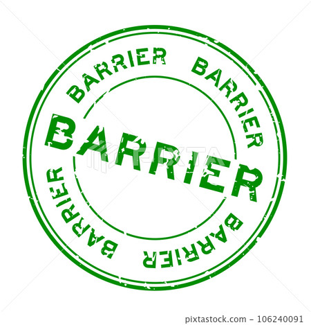 Grunge green barrier word round rubber seal stamp on white background Grunge green barrier word round rubber seal stamp on white background 106240091