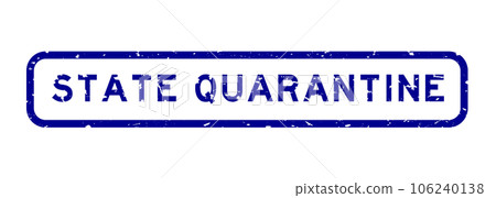 Grunge blue state quarantine word square rubber seal stamp on white background Grunge blue state quarantine word square rubber seal stamp on white background 106240138
