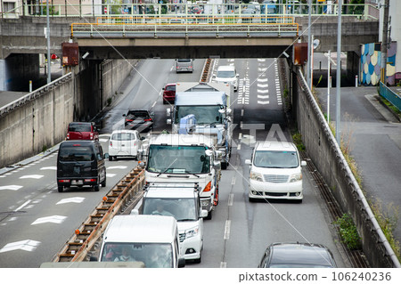 Congested road near underpass 106240236