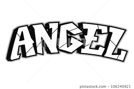 Angel word trippy psychedelic graffiti style letters.Vector hand drawn doodle cartoon logo Angel illustration. Funny cool trippy letters, fashion, graffiti style print for t-shirt, poster concept Angel word trippy psychedelic graffiti style letters.Vector hand drawn doodle cartoon logo Angel illustration. Funny cool trippy letters, fashion, graffiti style print for t-shirt, poster concept 106240921