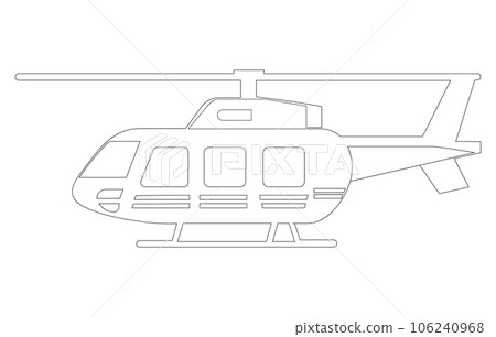 Helicopter Icon Outline Vector illustration, Outline drawing of helicopter, Helicopter icon in thin outline style, 106240968
