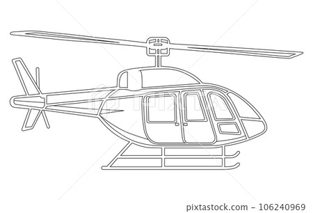 Helicopter Icon Outline Vector illustration, Outline drawing of helicopter, Helicopter icon in thin outline style, 106240969