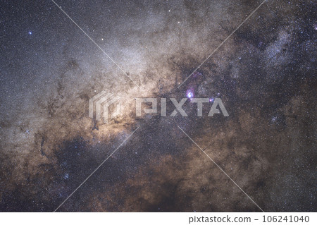 Zoomed in star tracked Milky way with Sagittarius and Lagoon Nebula Zoomed in star tracked Milky way with Sagittarius and Lagoon Nebula 106241040