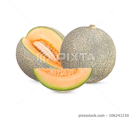 Fresh Cantaloupe isolated on white background 106241230