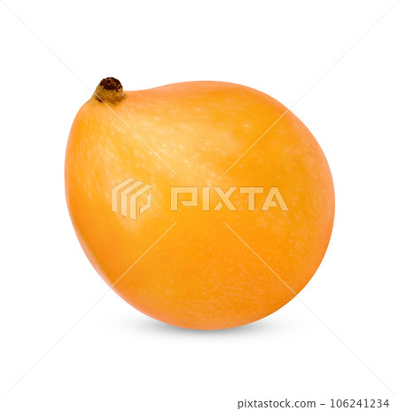 Half and whole ripe loquat fruits isolated on white background 106241234