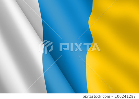 Canary Islands waving flag 3d illustration wind ripple Canary Islands waving flag 3d illustration wind ripple 106241282
