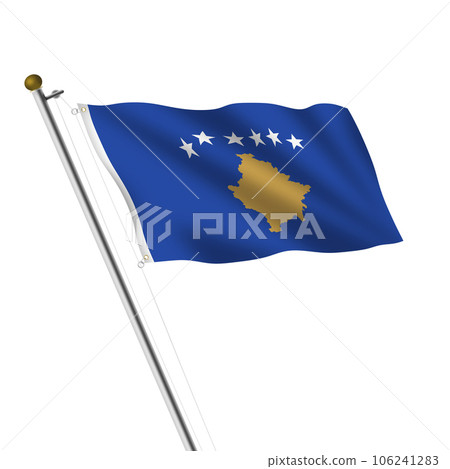 Kosovo flagpole 3d illustration with clipping path Kosovo flagpole 3d illustration with clipping path 106241283