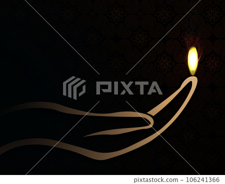 Design with hand. Indian Hindu festival of lights of Goddess Deepavali Design with hand. Indian Hindu festival of lights of Goddess Deepavali 106241366