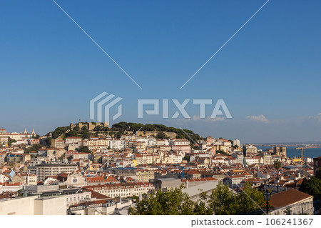 View of the houses of Lisbon on a bright sunny day View of the houses of Lisbon on a bright sunny day 106241367