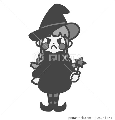 Monochrome illustration of angry cute witch girl 106241465