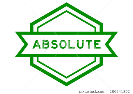 Vintage green color hexagon label banner with word absolute on white background 106241802