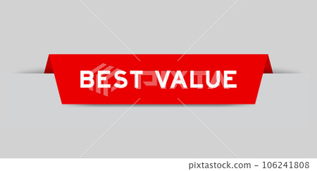 Red color inserted label with word best value on gray background 106241808