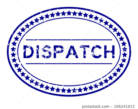 Grunge blue dispatch word oval rubber seal stamp on white background Grunge blue dispatch word oval rubber seal stamp on white background 106241813