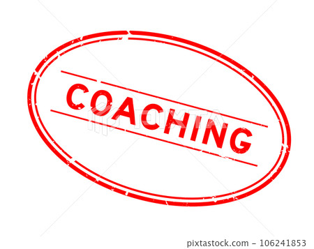 Grunge red coaching word oval rubber seal stamp on white background 106241853