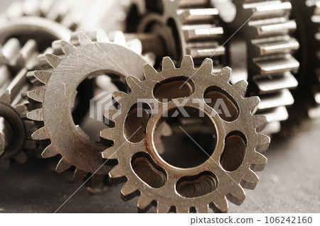 Metal gear wheel engine car and bike, mechanic industry concept. Metal gear wheel engine car and bike, mechanic industry concept. 106242160