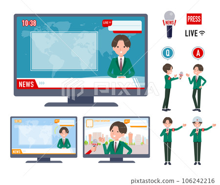 A set of blazer male students appearing on a news program 106242216