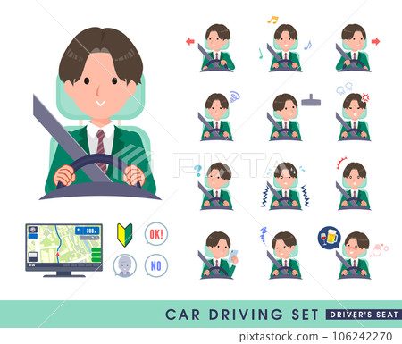 Set of blazer male student driving a car Set of blazer male student driving a car 106242270