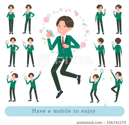 A set of blazer male students who enjoy using smartphones 106242279