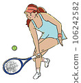 Young woman playing tennis player with racket transparent. 106242582
