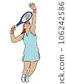 Young woman playing tennis player with racket transparent. 106242586