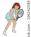 Young woman playing tennis player with racket transparent. 106242589