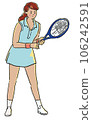 Young woman playing tennis player with racket transparent. 106242591
