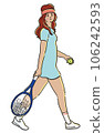 Young woman playing tennis player with racket transparent. 106242593