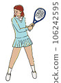 Young woman playing tennis player with racket transparent. 106242595