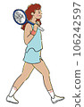 Young woman playing tennis player with racket transparent. 106242597