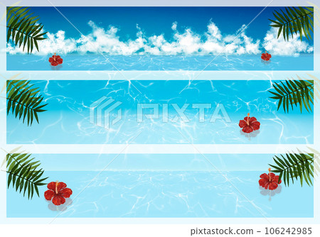 海邊和芙蓉。夏天背景插畫素材 106242985