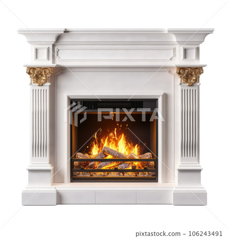 Cut-Out Fireplace with no background 106243491